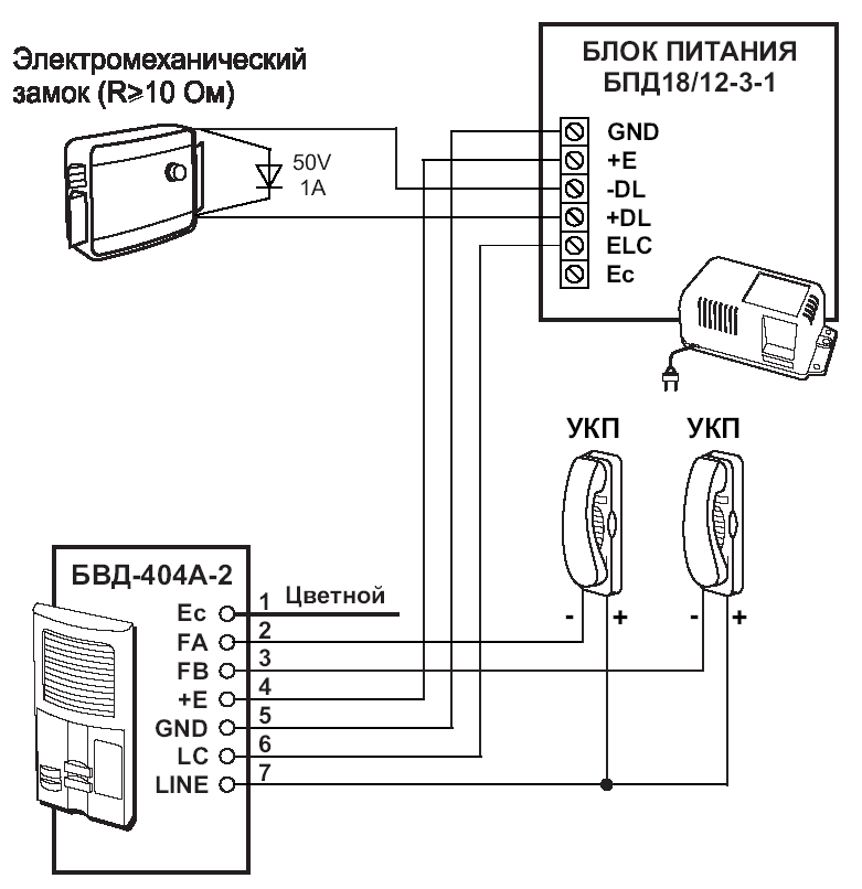 Домофон vizit схема подключения